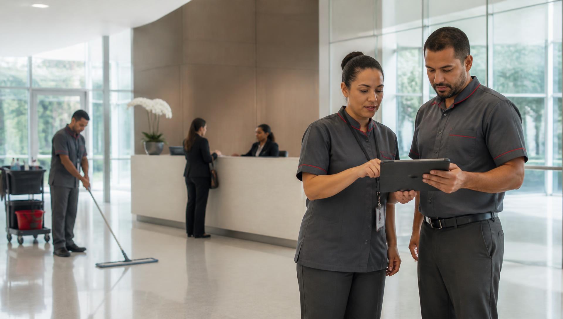 Equipe acompanhando uma operação de facilities
